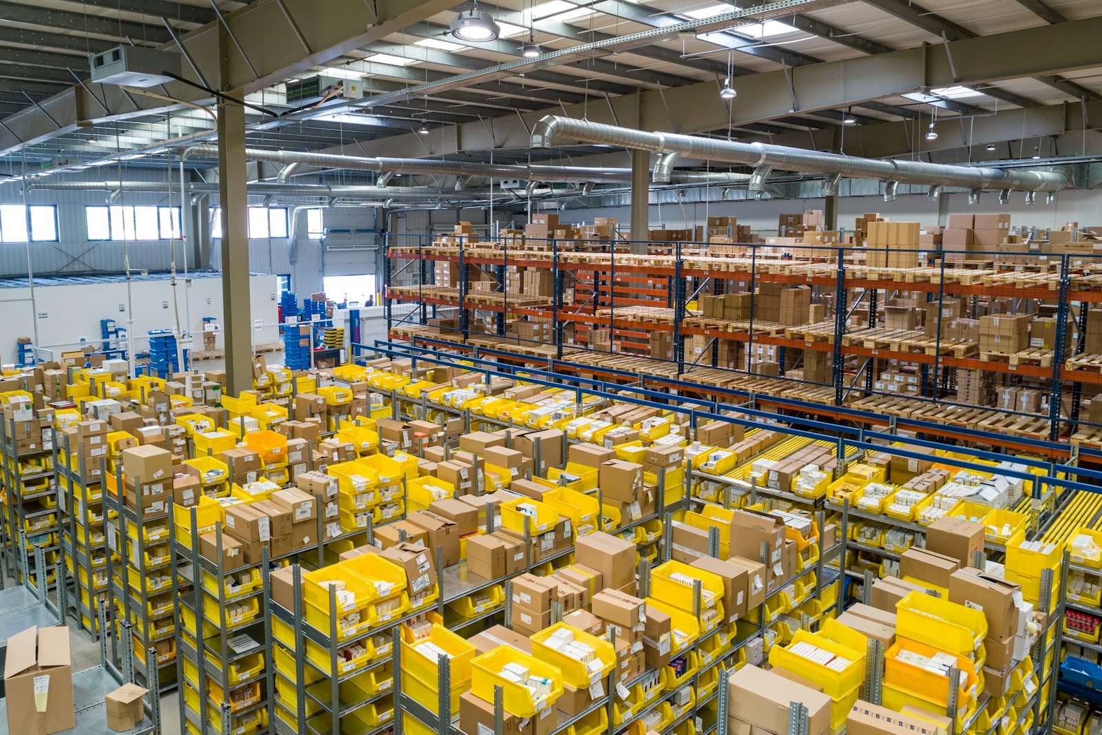 An organised warehouse with freight ready for dispatch