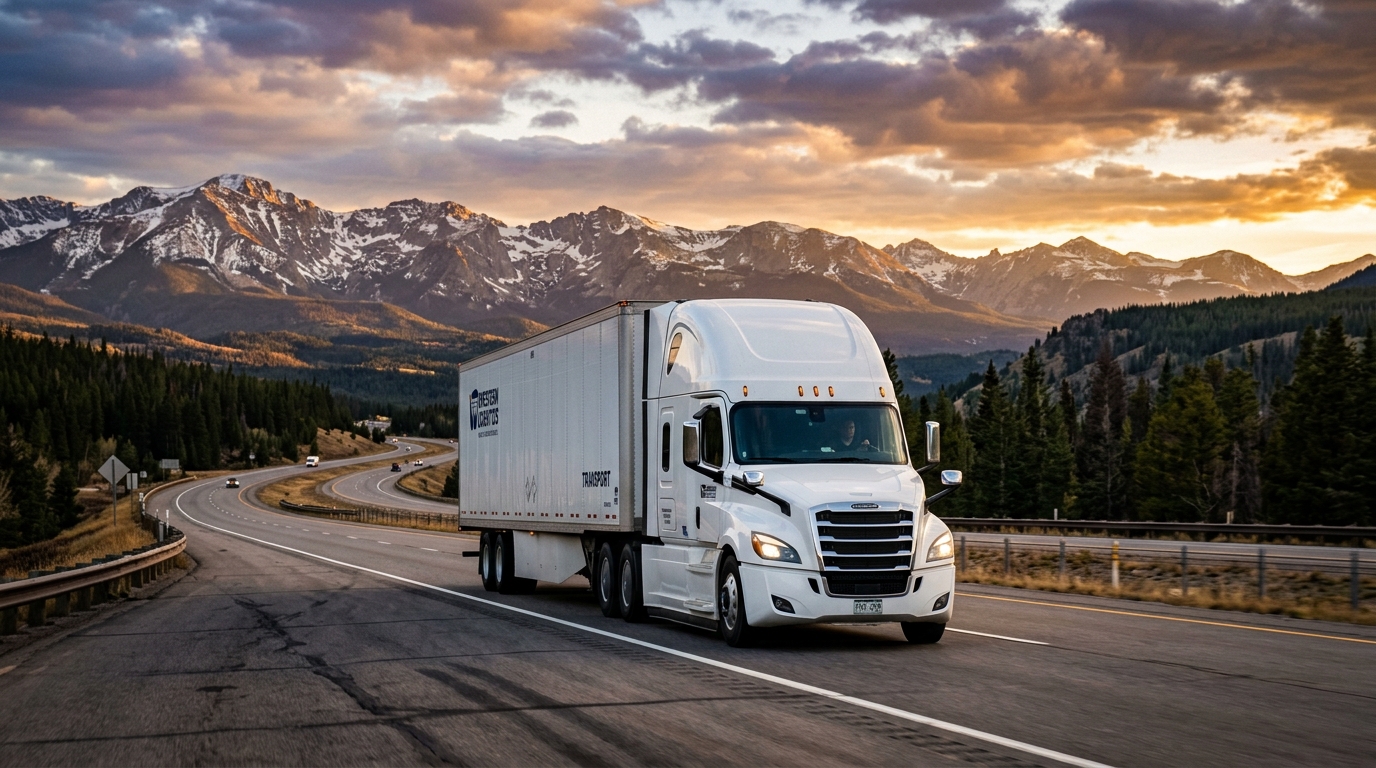 Freight truck travelling on a highway